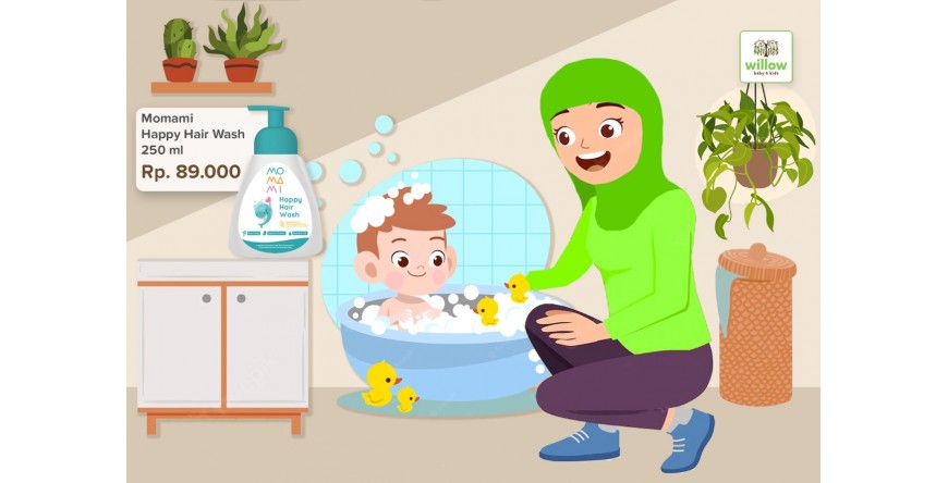 Jaga Kesehatan Kulit Kepala dan Rambut Si Kecil dengan Momami Happy Hair Wash